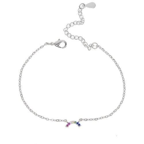 Mixed color CZ Gold Color Rainbow charm bracelet Daily Wear Bracelet for Women Femme Pulseira Gift 16+5cm size