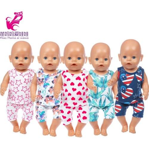 17 inch new born baby doll cotton vest shirt short pants for 18 inch american generation girl doll clothes pajama set