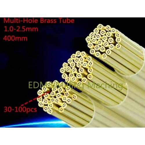 100pcs EDM Drilling Machine Sparks Drilling Electrodes Brass Tube Multi-hole 1.0-2.5x400mm EDM Electrode tubes