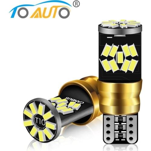 2pcs Car Led T10 W5W Super Bright Bulb 194 168 Led Canbus Error Free 3014 Chips Auto Wedge Turn Side Bulbs Car Interior Light