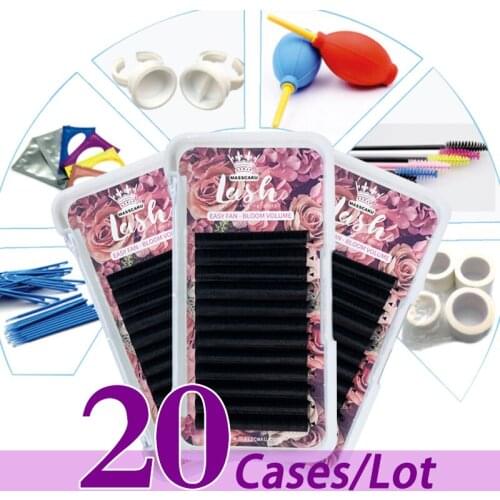 20case/lot Wholesale supplies 12rows easy fanning natural individual lashes automatic flowering camelia volume extensions