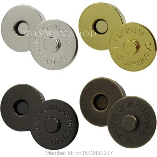 30 sets 18mm 0.7'' Magnetic Snap purse closures Clasps Button Bag High Quality Nickle Gold Bronze Nickle-black Choice