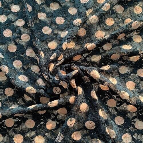 50cm*150cm Bronzing Lace Dark Green Dot Embroidery Fabric Stretch Thin Lace Mesh Fabric Jacquard Fabric for DIY Sewing Clothing
