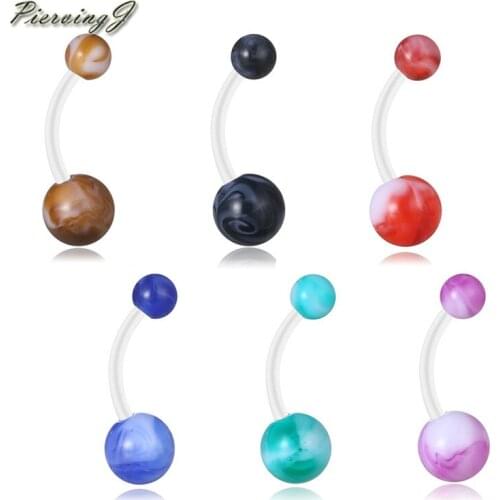 PiercingJ 6pcs 14G UV Bioflex Flexible Acrylic Ball Curved Eyebrow Rings Nose Cartilage Helix Tragus Lip Stud Piercing Jewelry