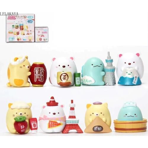 8pcs/set Japan Anime Sumikko Gurashi Corner Bio Creature Tower Animal Toys Travel Version PVC Action Figure Model Cartoon Doll