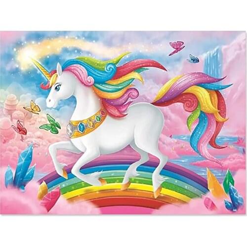 5D DIY Diamond Painting Cartoon Unicorn Full Drill Diamond Embroidery Art Kits for Adults Kids Home Wall Decoration Gift