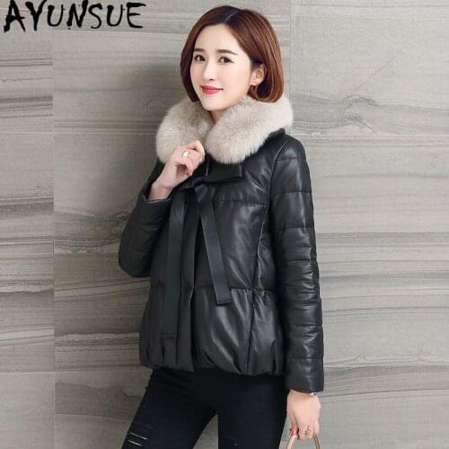 AYUNSUE 2020 Genuine Leather Jacket Winter Jacket Women Fox Fur Collar Down Jackets 100% Real Sheepskin Coat Chaqueta Mujer