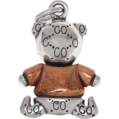 BOCAI New solid 100% s925 silver jewelry biscuit bear pendant stylish personality retro necklace pendant for men and women