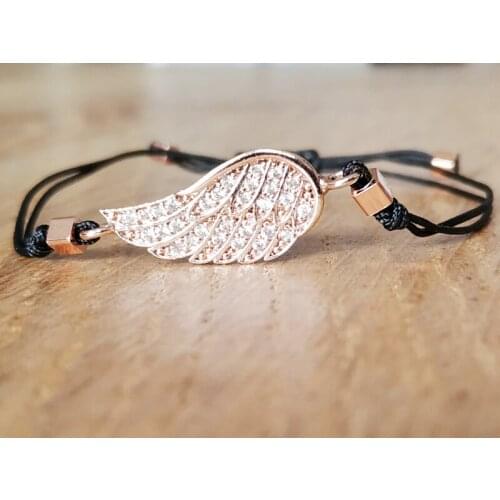 Angel Wing Macrame Hand Knit Rope Bracelet Zircon Crystal in Different Colors And Adjustable Size