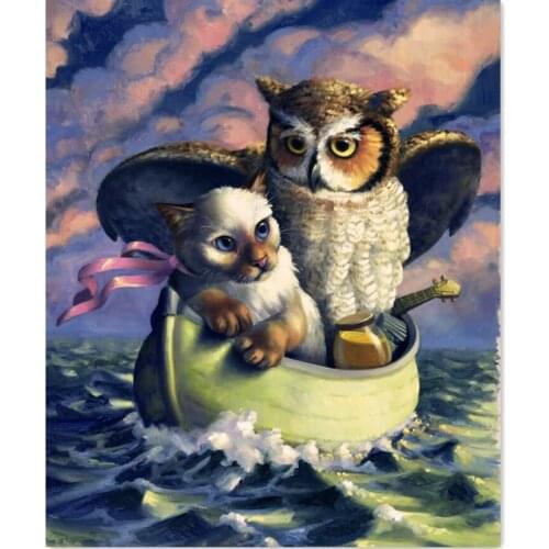 Animal gifts DIY Diamond painting cross stitch Full crystal mosaic 5D Diamond embroidery Owl and cat Child room Decor gift