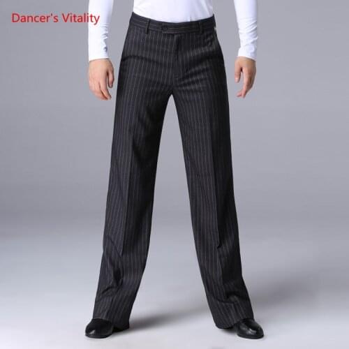 Professional Ballroom Dance Pants Adult Mens Stripe Wide-leg Trousers Latin Dance Trousers Ballroom Waltz Tango Dance Clothes
