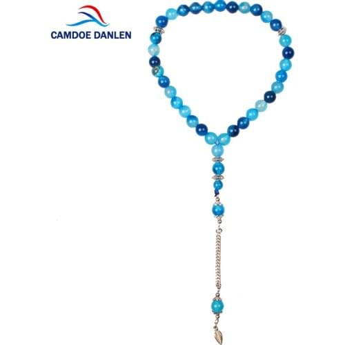 CAMDOE DANLEN 6 Style Natural Stone Blue Agates Gem 33 Islamic Muslim Tasbih Prayer beads Rosary Misbaha Charms Jewelry Famliy