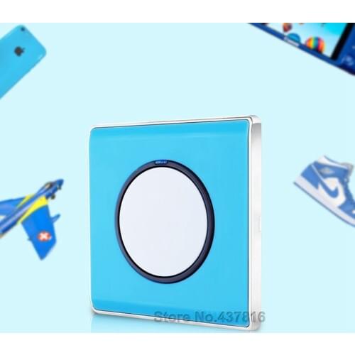 Colorful Blue Click Switch,1 Gang 1 Way/2 Way, Push Button Switch Light Wall Switch LED Indicator