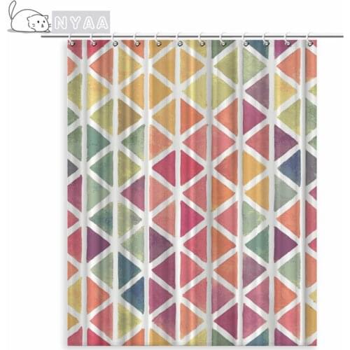 Decorative Geometric Shower Curtain Stripe Wave Waterproof Bath Curtains For Bathroom Rideau De Douche