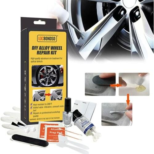 DIY Alloy Wheel Repair Kits Adhesive General Silver Car Auto Rim Dent Scratch Surface Damages Care Repair Hand Tool Set