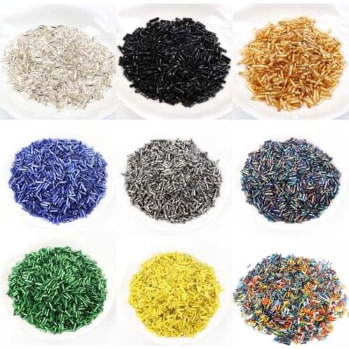 Gold Black 6x2mm 300pcs Austria Crystal Long Tube Beads Lined Bugle Czech Glass Seed Spacer Beads For Jewelry Making DIY