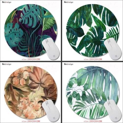 Mairuige 20x20cm Tropical Rainforest Green Mouse Pad Non-slip Natural Rubber Classic Palm Leaves Prints Gaming Mouse Pads
