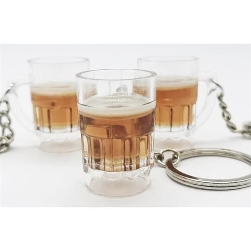 Cool Lovely Resin Crafts Beer Cup Keychain Unisex Women Men Simulation Mugs Pendant Keyring Cold Drink Jewelry Auto Accessories