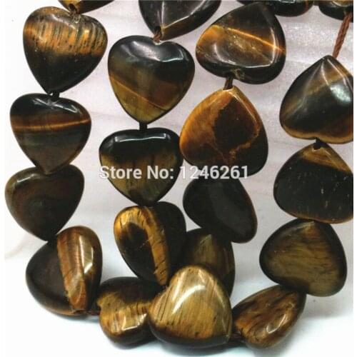 15mm Hot Accessories Tiger Eyes Tigereye Heart DIY Beads Loose Stone For Necklace Bracelet 15inch Jewelry Making Girl Gifts Gems
