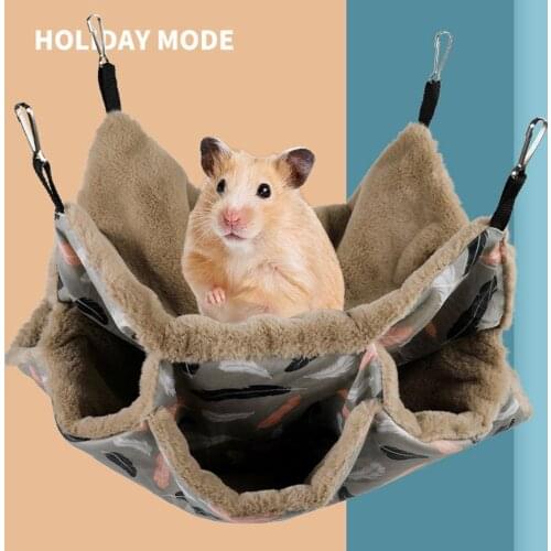 Small Pet Hamster Squirrel 3-Layer Warm Hanging Hammock Swing Cage Sleeping Nest