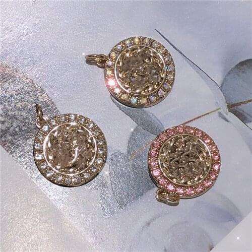 1lot=10pcs fashion golden Pink diamond button clothes High-grade metal white buttons Sewing Handwork accessories DIY Pendant