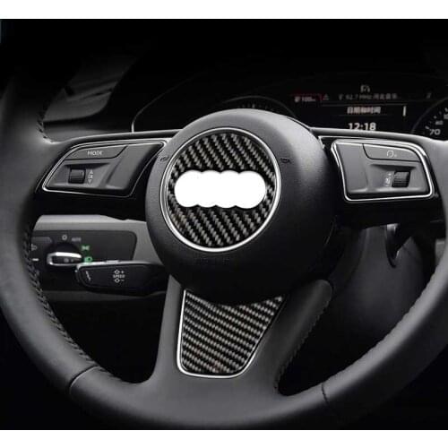 Car Steering Wheel Panel Cover Trim Carbon Fiber Sticker Decoration Accessories Interior Mouldings For Audi A4 B9 2017 2018 2019