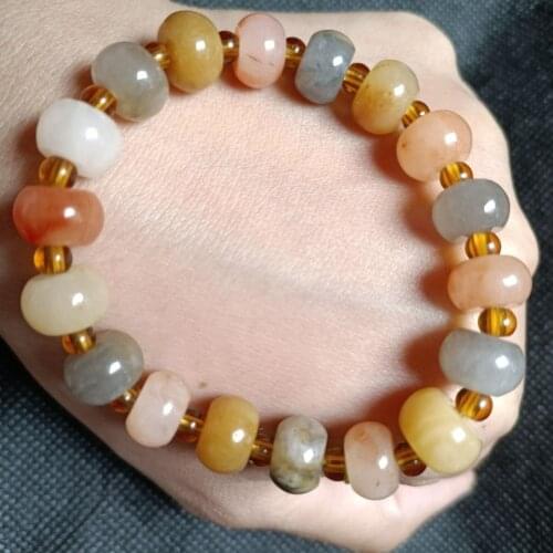 Natural High Quality Hetian Jade Bracelet for Men and Women Apple Bead Jade Hand Beaded Treasure Jade Jewelry Gold Silk Jade