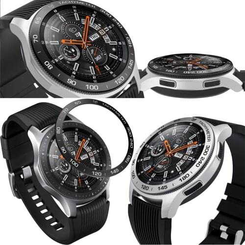 New style Bezel ring For Samsung gear s3 Galaxy Watch 46mm Metal Bezel Ring Adhesives Cover Anti Scratch smart watch accessories