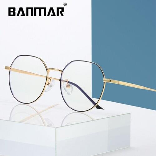 BANMAR Round Metal Blue Light Eyeglasses Frame For Women Men Anti-radiation Anti-fatigue Computer Reading Anti Blue Ray Glasses