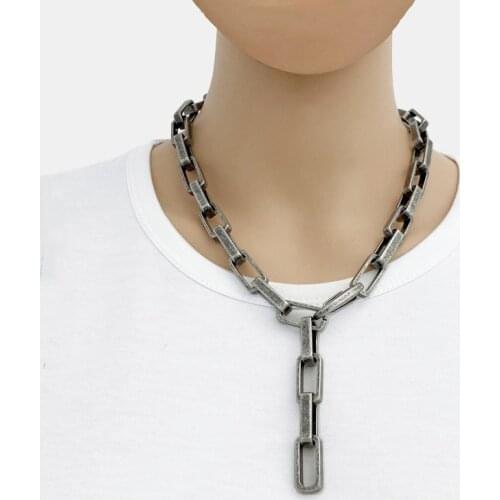 Titanium steel retro trend mens and womens necklace high quality steel heavy industry necklace street hip hop necklace