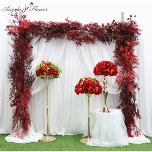Various Burgundy dark red DIY bridal bouquet materials home party wedding decor flower arrangement artificial flower fake plants