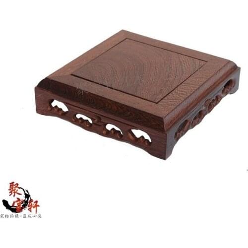 Mahogany wood carving handicraft furnishing articles wenge wood Jade flower pot mammon base frame figure of Buddha