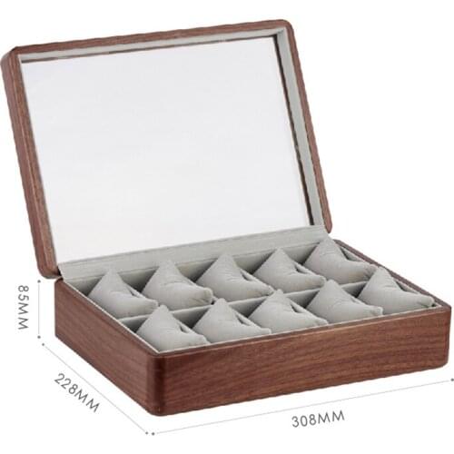 Luxury Wooden Watch Boxes Holder Storage Display Box Organizer Retro Casket Solid Wood Tempered Glass 10 Epitopes Watches Case