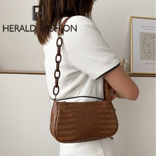 Crocodile Pattern Leather Crossbody Bags For Women 2020 Chain Female Shoulder Handbags Mini Purses Female Baguette Shape Bag