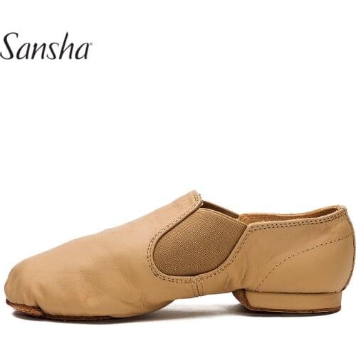 Sansha Adult Slip-On Jazz Boot Superior Cow Leather Antiskid Suede Split-sole Women Men Girls Modern Jazz Dance Shoes JS31LCO