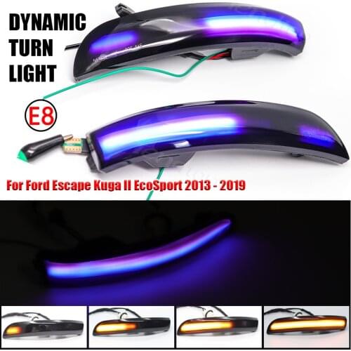Dynamic Turn Signal LED Rearview Mirror Indicator Blinker Light For Ford Escape Kuga II EcoSport 2013 - 2019 Blue And Yellow
