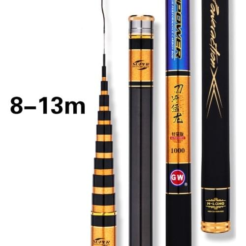 8/9/10/11/12/13m Power Hand Rod 60T Carbon Fiber Telescpic Fishing Rod Taiwan Fishing Pesca Carp Fish Olta Fishing Tackle
