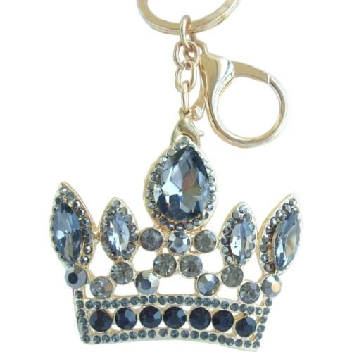 Gorgeous Crown Keychain Pendant Black Gray Rhinestone Crystal K05050C9