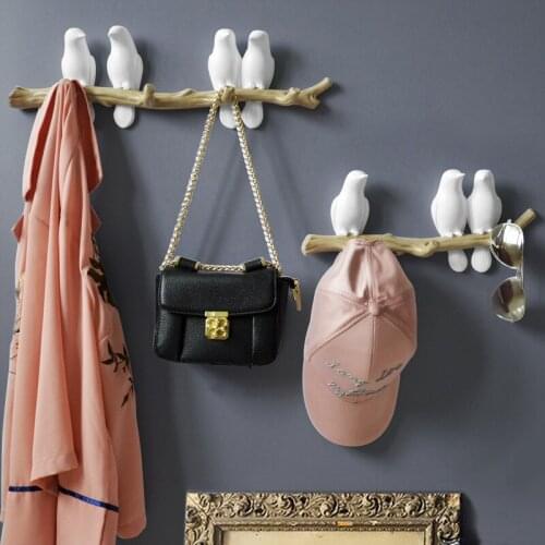 Living Room Hangers Resin Bird Hanger Key Kitchen Coat Clothes Towel Hooks Hat Handbag Holder Wall Decorations Home Accessories