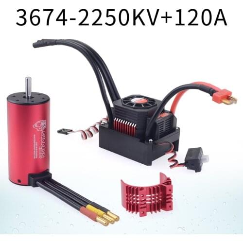 SURPASS HOBBY Waterproof 3670 2650Kv Sensorless Brushless Motor with 120A ESC & Heatsink Cover for 1/10 RC Car
