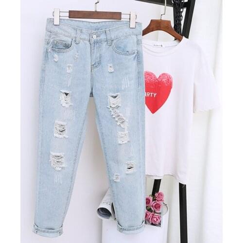 2020 Boyfriend Jeans Women Ripped Hole High Waist Jeans Femme Vintage Harem Pants Casual Streetwear Plus Size Mom Jeans 5xl K578