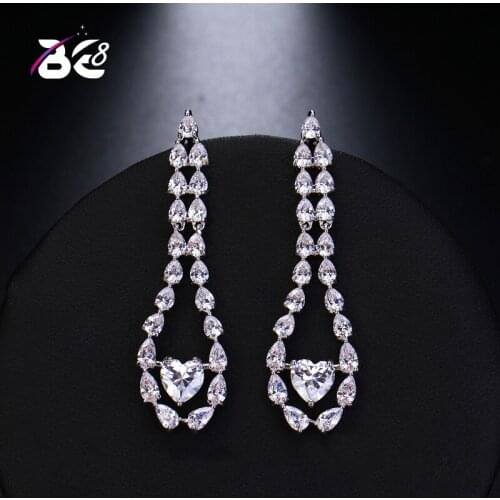 Be 8 2018 Sweety Style Love Heart Earrings, Water Drop Dangle Statement Earrings for Girl Fashion Jewelry E491