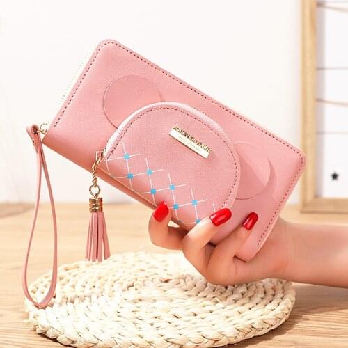 Mouse Head Wallet Ladies Long Wallet New Fashion Mobile Phone Bag Large-capacity Purse Tassel Zipper Hand Hold Female Wallet