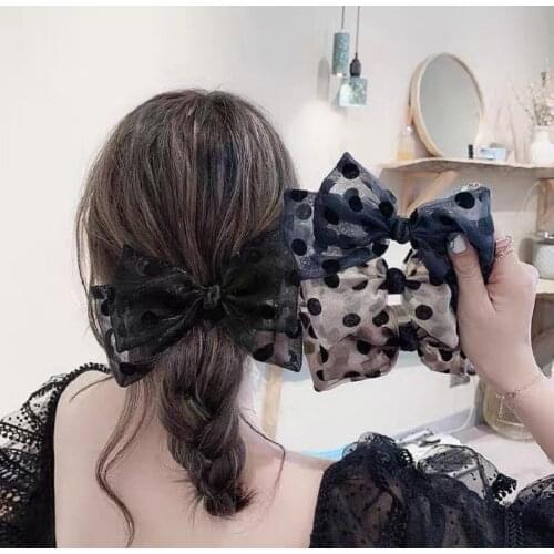 1PC Romantic French Dots Yarn Barrettes Bows for Woman Girls Hairpin High Quatity Hair Clips Headwear Hair Accessories