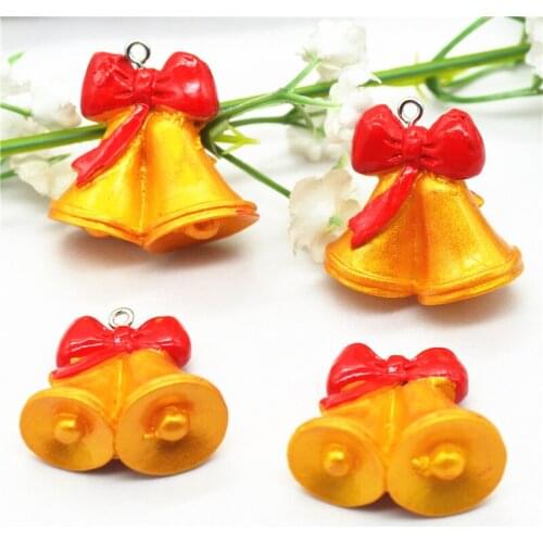 5PCS 28mmX30mm 3D Resin Flatback Christmas Bell Cabochons|Christmas Tree Pendants|Dollhouse Miniatures