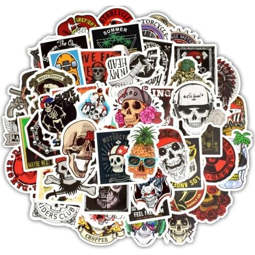 50 pcs/set Skull Stickers Vehiclewrap Graffiti Stickers for Mobile Phone Notebook Suitcase Guitar Skateboard Stickers