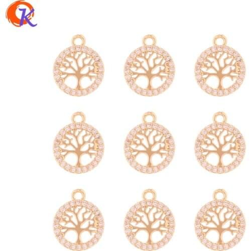 Cordial Design 50Pcs 10*13MM Jewelry Accessories/CZ Charms/Earring Findings/Tree Shape/Hand Made/Rhinestone Pendant/DIY Making