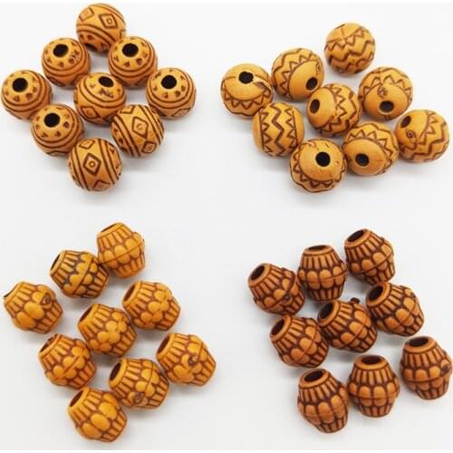 8mm 100pcs/pack 4 Style Imitation Wood Beads Plastic Loose Beads Necklace Bracelet DIY Jewelry Making Accessories