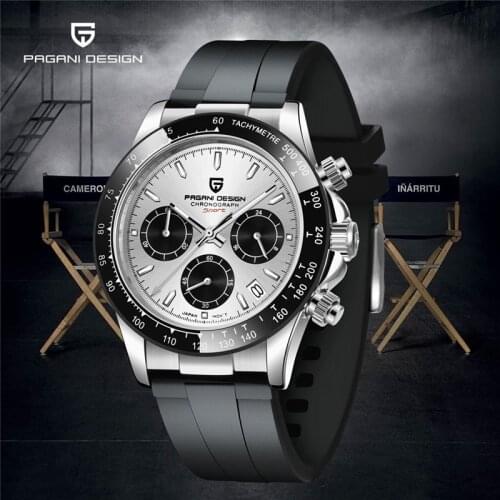 2020 New PAGANI DESIGN Men Watches Automatic Date Luxury Rubber Watch Men Fashion Waterproof Quartz Chronograph Japan VK63 Clock