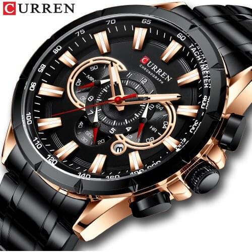 CURREN New Men Watch Fashion Sport Chronograph Wristwatch Mens Watches Top Brand Luxury Quartz Watch Stainless Steel Band